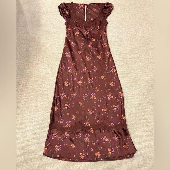 SALE!! $ Drop!! Free People Butterfly Babe Cutout Lace Maxi Dress - Floral Brown - Picture 7 of 16